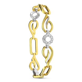 18K PULSERA ORO BICOLOR ESTAMPACION CON CIRCONITAS