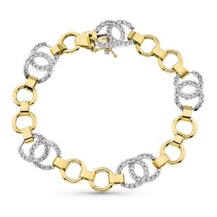 18K PULSERA ORO BICOLOR ESLABONES CIRCULOS ENTRELAZADOS