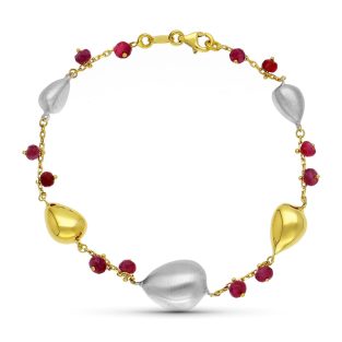 18K PULSERA ORO BICOLOR Y PIEDRAS DE COLORES