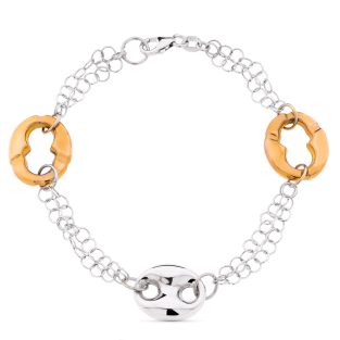 18K PULSERA BICOLOR ORO BLANCO Y ORO ROSA NUDO BARCO