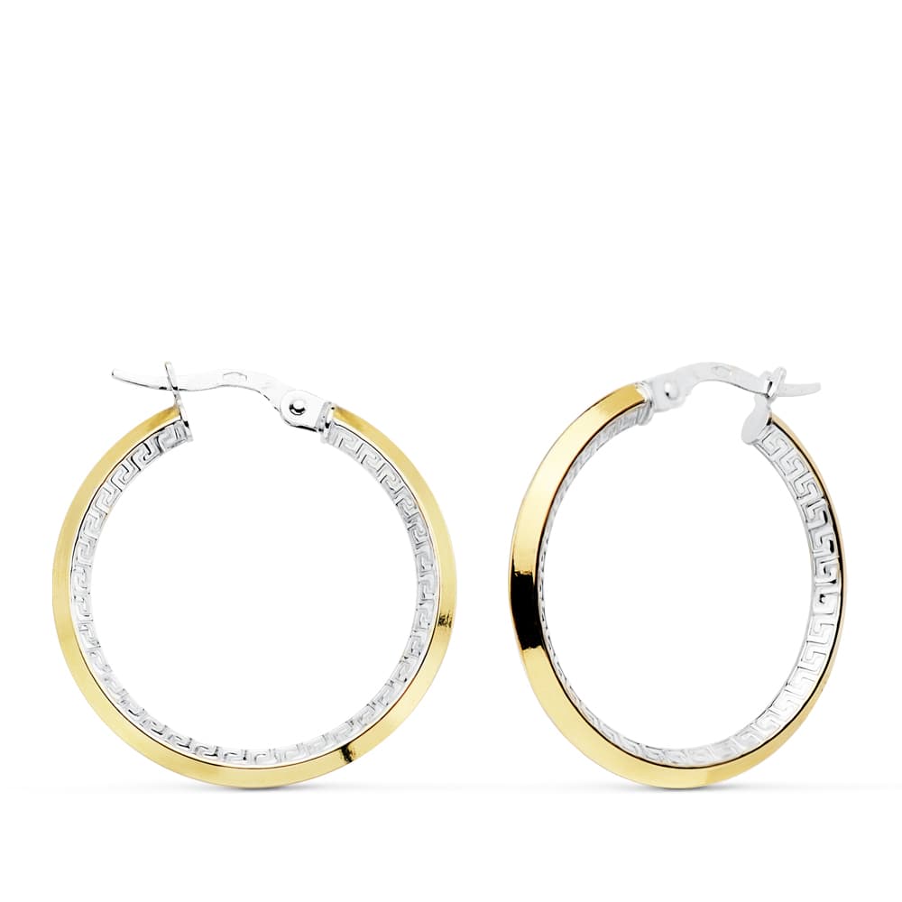 18K AROS BICOLOR GRECA 25X2.5 MM