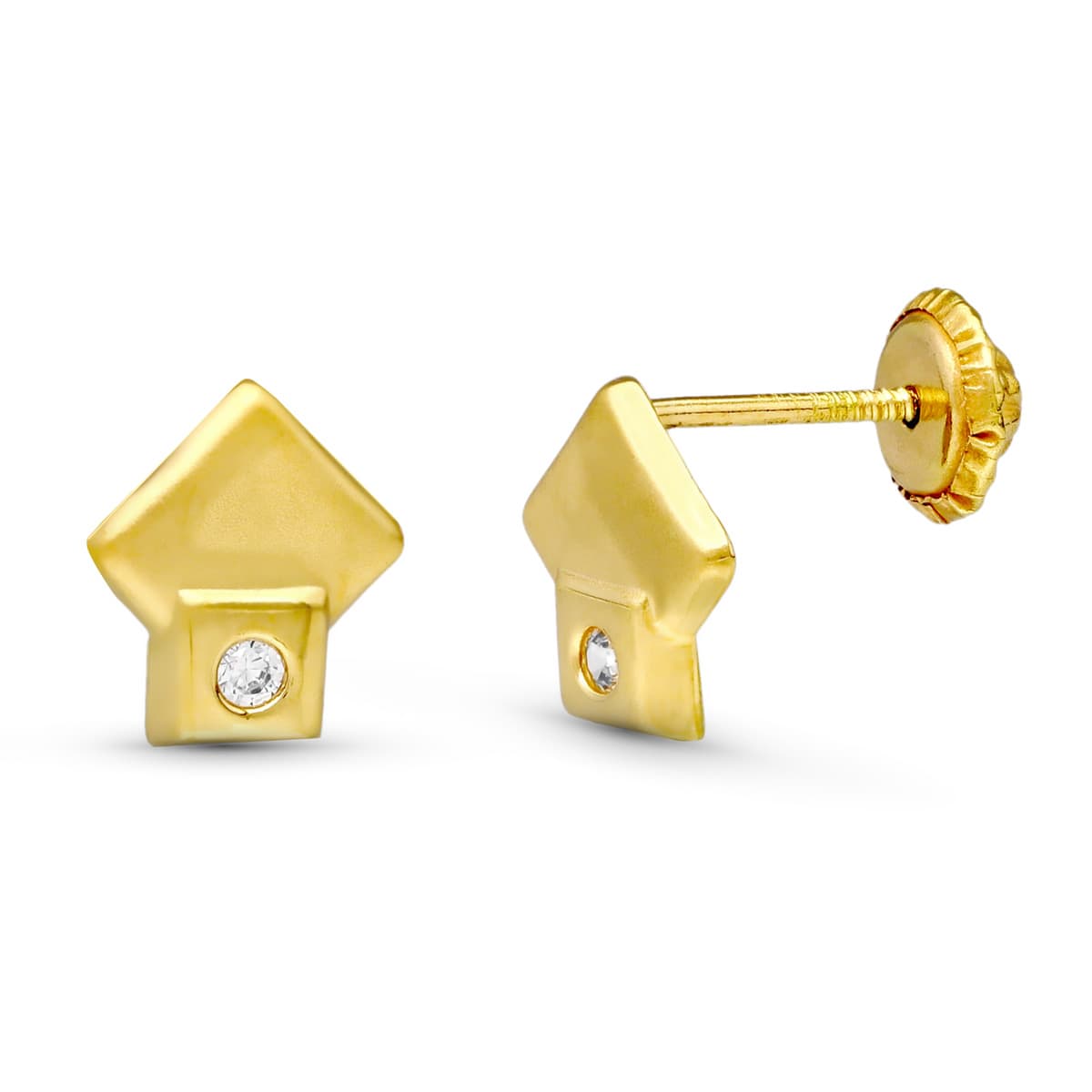 18K PENDIENTES ORO AMARILLO ROMBOS 7X7 MM