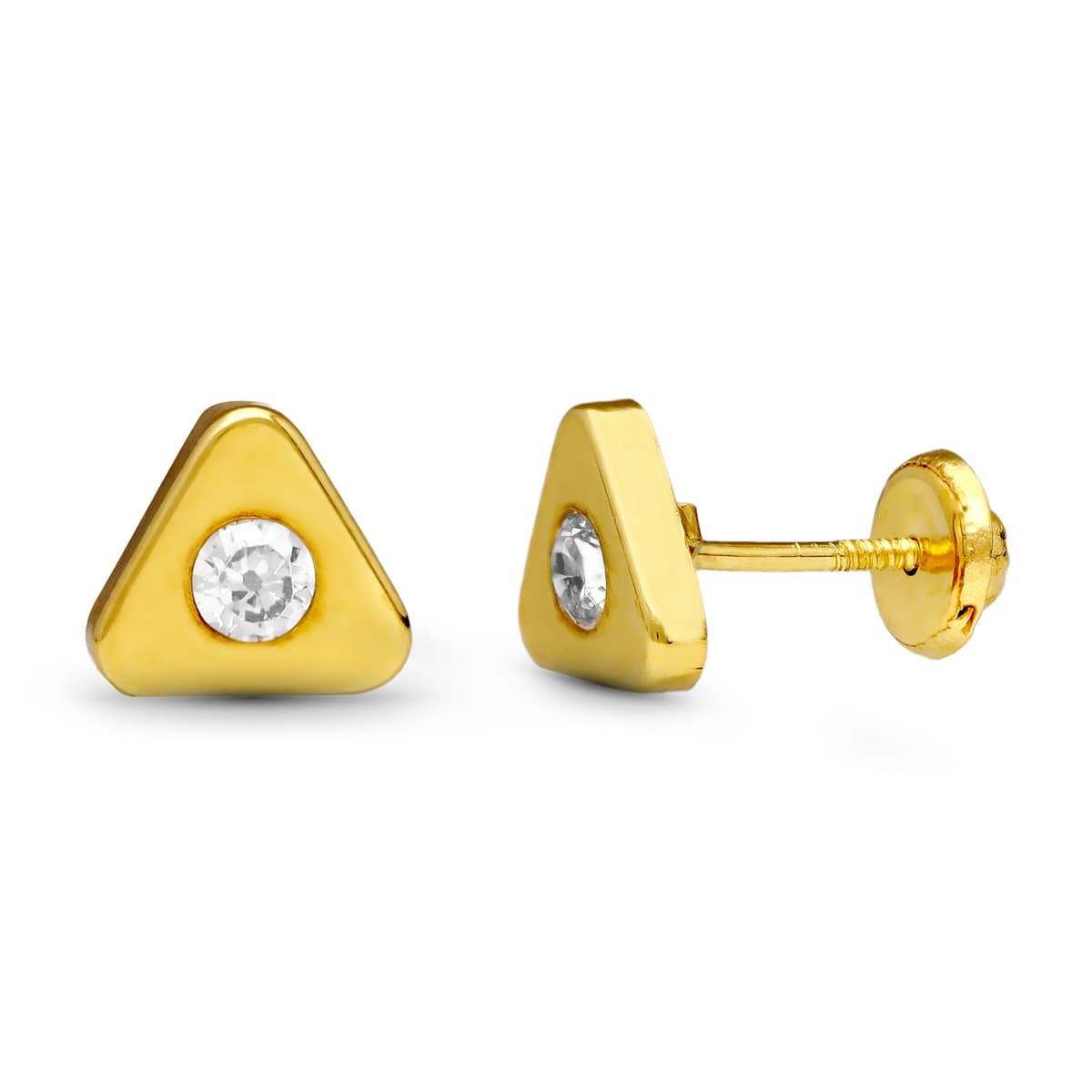 18K PENDIENTES ORO AMARILLO TRIANGULO 7X7 MM