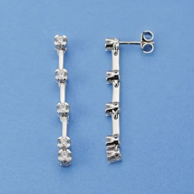 18K PENDIENTES LARGOS CIRCONITAS 32X3 MM