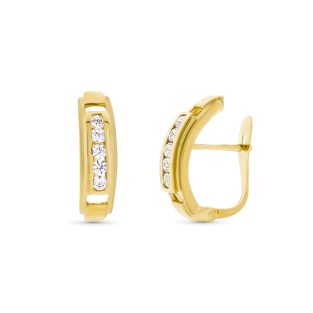 18K PENDIENTES ORO AMARILLO CIRCONITAS 16X4 MM
