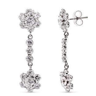 18K PENDIENTES ORO BLANCO DOS CUAJOS CON CIRCONITAS CIERRE PRESION