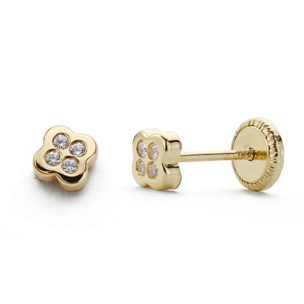 18K PENDIENTES ORO AMARILLO CIRCONITAS 4 MM