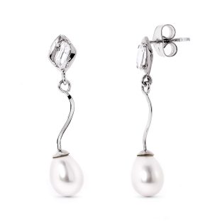18K PENDIENTES ORO BLANCO Y PERLA Y CIRCONITAS