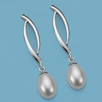 18K PENDIENTES ORO BLANCO PERLA PRESION