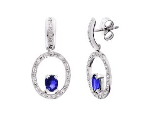 18K PENDIENTES ORO BLANCO ZAFIRO Y CIRCONITAS