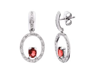 18K PENDIENTES ORO BLANCO RUBI Y CIRCONITAS