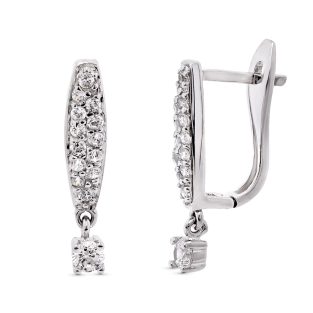 18K PENDIENTES LARGOS ORO BLANCO CON CIRCONITAS 20X4 MM CIERRE CATALAN