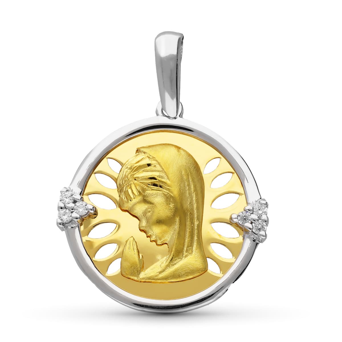 18K MEDALLA ORO BICOLOR VIRGEN NIÑA 21X20 MM