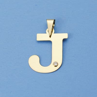 18K COLGANTE LETRA " J " CIRCONITA 23X18 MM