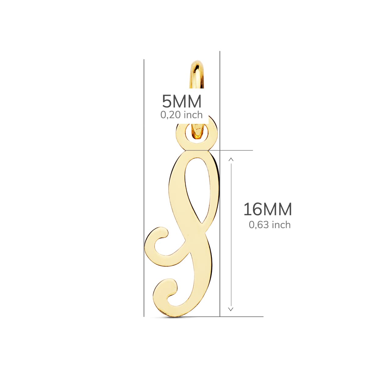 18K COLGANTE LETRA " S " 16X5 MM - Imagen 2