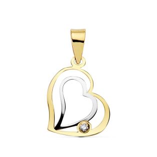 18K COLGANTE CORAZON BICOLOR 16X14 MM