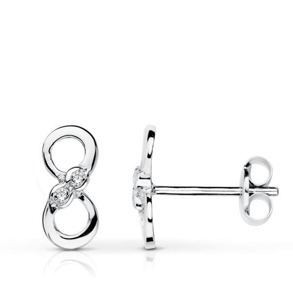 18K PENDIENTES ORO BLANCO DIAMANTES TALLA BRILLANTE 0.052 QTS 10X5 MM