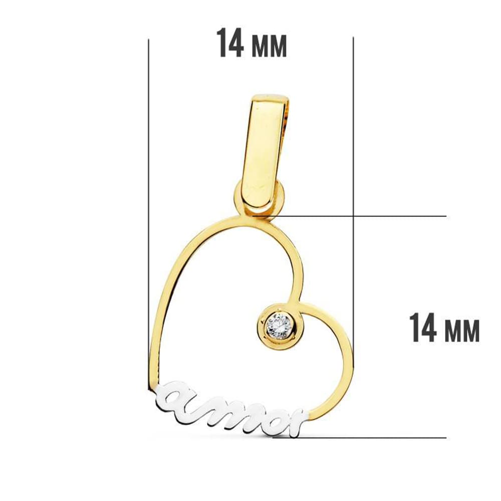 18K COLGANTE CORAZON AMOR 14X14 MM - Imagen 2