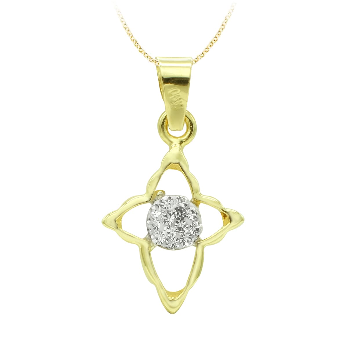 18K CRUZ ORO BICOLOR CIRCONITAS 14X11 MM