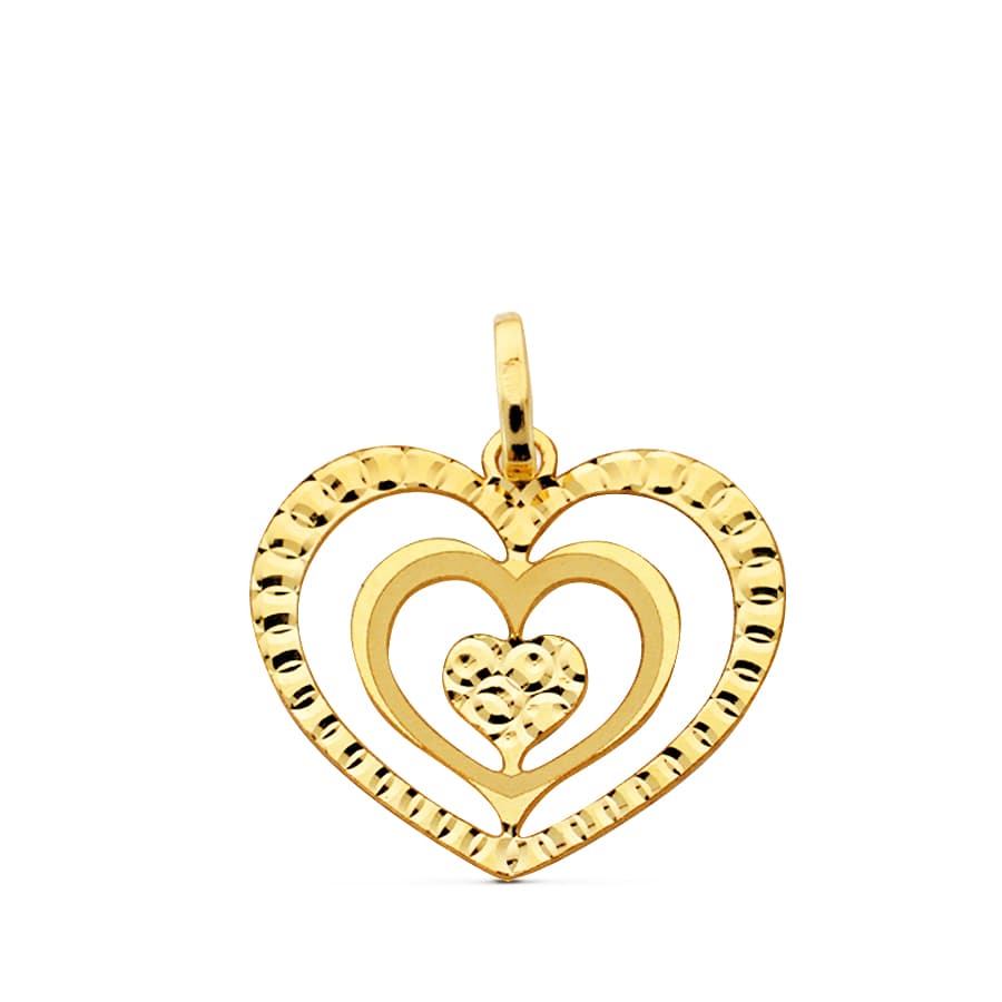 18K COLGANTE ORO AMARILLO CORAZONES CALADOS