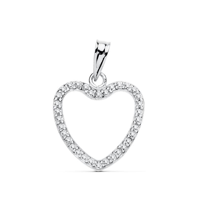 18K COLGANTE CORAZON ORO BLANCO CIRCONITAS 16X16 MM