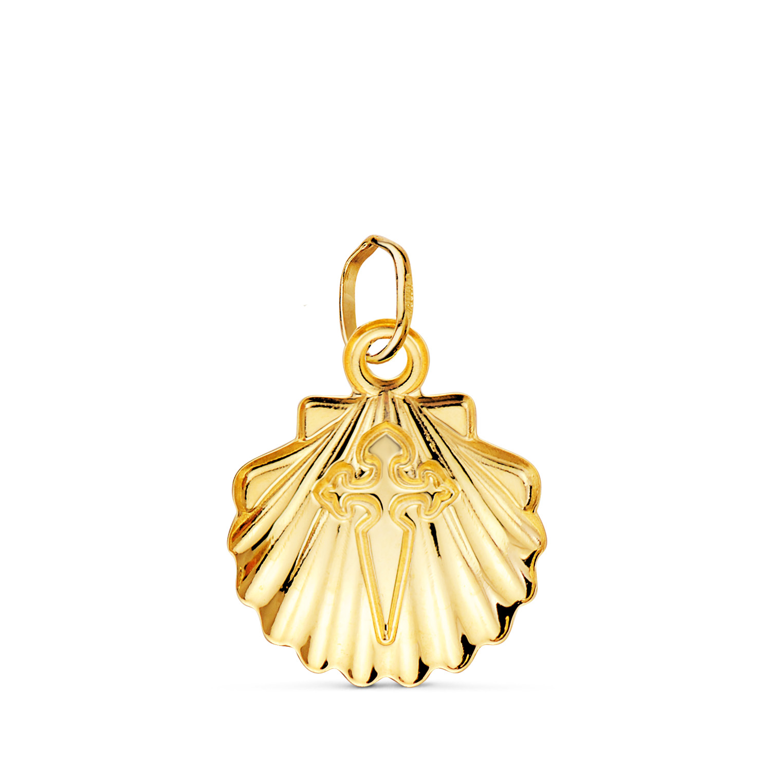 18K COLGANTE ORO AMARILLO CONCHA DE SANTIAGO SIMPLE 14 MM - Imagen 2