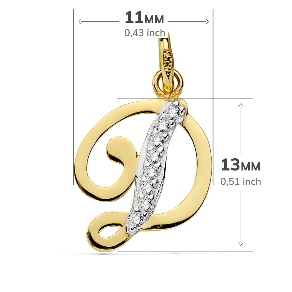 18K COLGANTE LETRA D CIRCONITAS 13X11 MM - Imagen 2