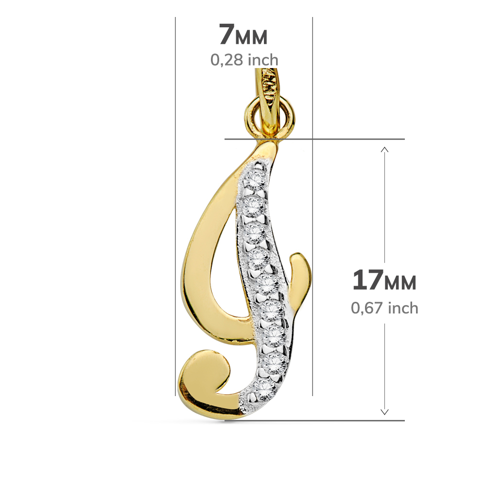 18K COLGANTE LETRA I CIRCONITAS 17X7 MM - Imagen 2