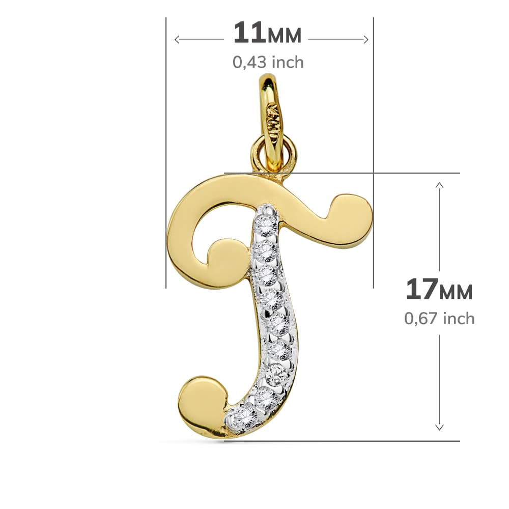 18K COLGANTE LETRA T CIRCONITAS 17X11 MM - Imagen 2