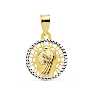 18K MEDALLA VIRGEN NIÑA BICOLOR 14 MM