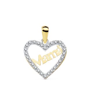 18K COLGANTE CORAZON MAMA 15X13 MM