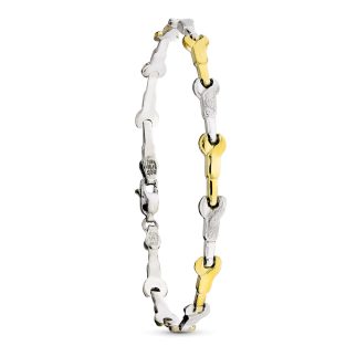 18K PULSERA ESTAMPADA ORO Y PLATA