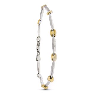 18K PULSERA ESTAMPADA ORO Y PLATA