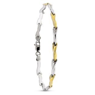 18K PULSERA ESTAMPADA ORO YPLATA