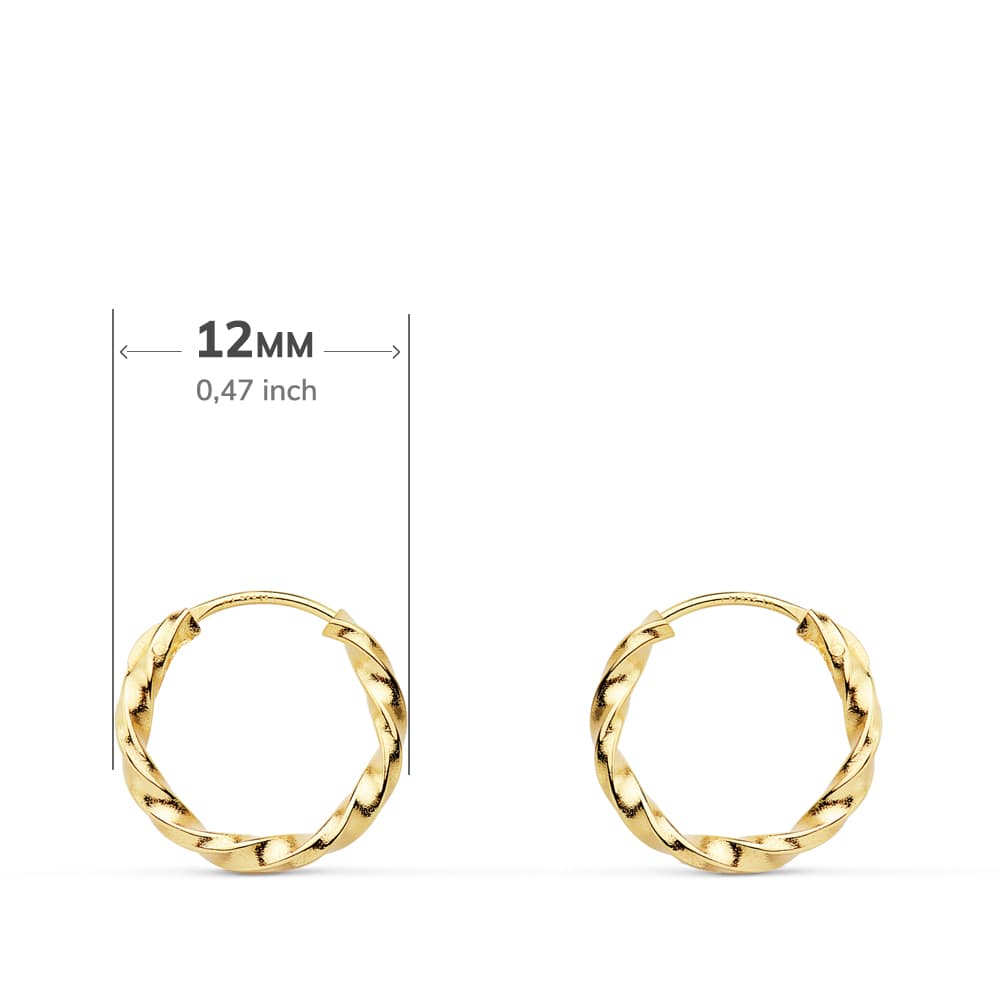 18K AROS ORO AMARILLO HUECOS GALLONEADOS. 12X1.50 MM - Imagen 2