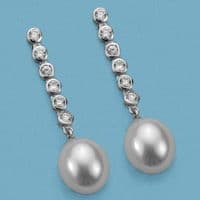 18K PENDIENTES ORO BLANCO PERLA-CIRCONITAS PRESION