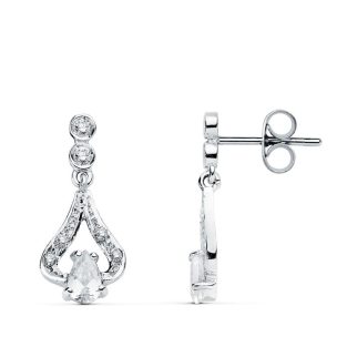 18K PENDIENTES ORO BLANCO CIRCONITAS 18X8 MM