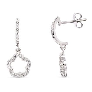 18K PENDIENTES LARGOS ORO BLANCO CON CIRCONITAS 19X7 MM CIERRE PRESION