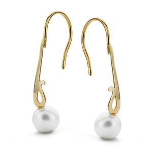 18K PENDIENTES LARGOS PERLA 25X6 MM