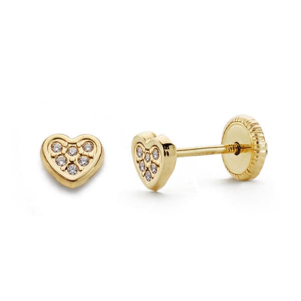 18K PENDIENTES ORO AMARILLO CORAZON CIRCONITAS 5X4 MM