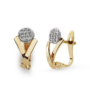 9K PENDIENTES BICOLOR CIRCONITAS 13X7 MM