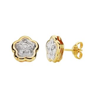 18K PENDIENTES FLOR CIRCONITAS 8X8 MM