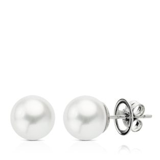 18K PENDIENTES ORO BLANCO PERLA AUSTRALIANA 12 - 13 MM