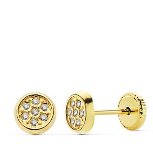 18K PENDIENTES ORO AMARILLO CIRCONITAS ROSCA 5.5 MM
