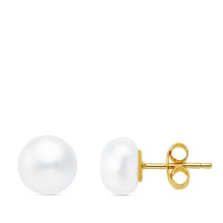 18K PENDIENTES PERLA BOTON 7 MM PRESION