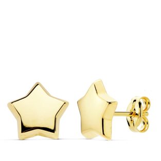 18K PENDIENTES ORO AMARILLO ESTRELLA LISA 10X10 MM