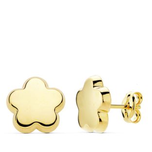 18K PENDIENTES ORO AMARILLO FLOR LISA 10X10 MM