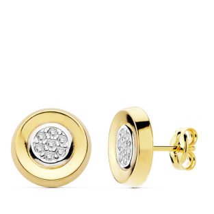 18K PENDIENTES CIRCONITAS REDONDOS 10 MM