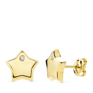 18K PENDIENTES ESTRELLA CIRCONITAS 9X9 MM
