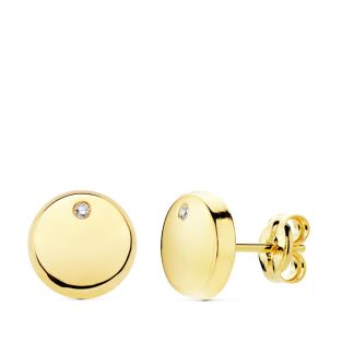 18K PENDIENTES REDONDO CIRCONITAS 8 MM